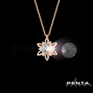 Penta Silver - 100 Dilde Seni Seviyorum Çiçekli Gümüş Kolye