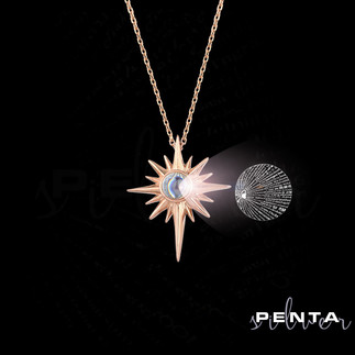 Penta Silver - 100 Dilde Seni Seviyorum Kutup Yıldızı Gümüş Kolye