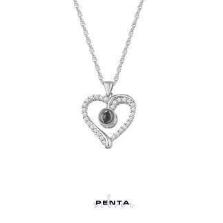 Penta Silver - 100 Dilde Seni Seviyorum Sıra Taş Kalp Gümüş Kolye