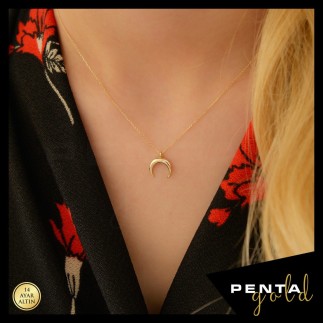 Penta Gold - 14 Ayar Altın Boynuz Kolye (1)