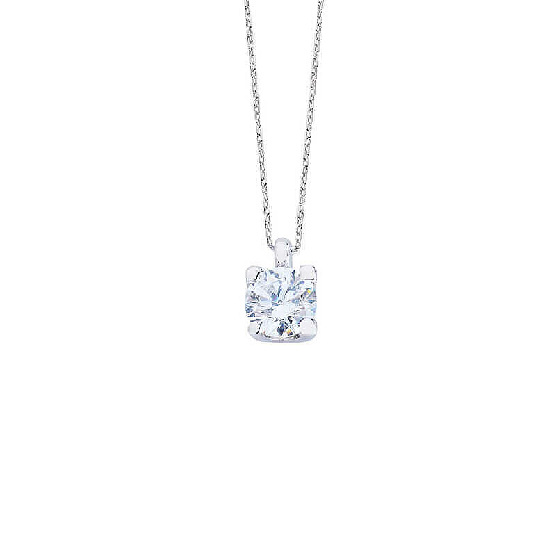 14 Ayar Altın Dört Tırnak Swarovski Tektaş Kolye - 4