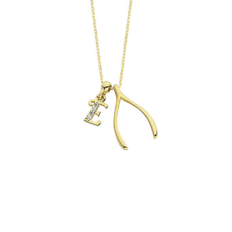 14 Ayar Altın Harfli Lades Swarovski Kolye - 3