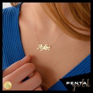 Penta Gold - 14 Ayar Altın İsim Kolye