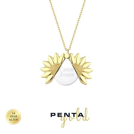 Penta Gold - 14 Ayar Altın İsimli Papatya Kolye