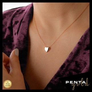 Penta Gold - 14 Ayar Altın Kalpli Kolye