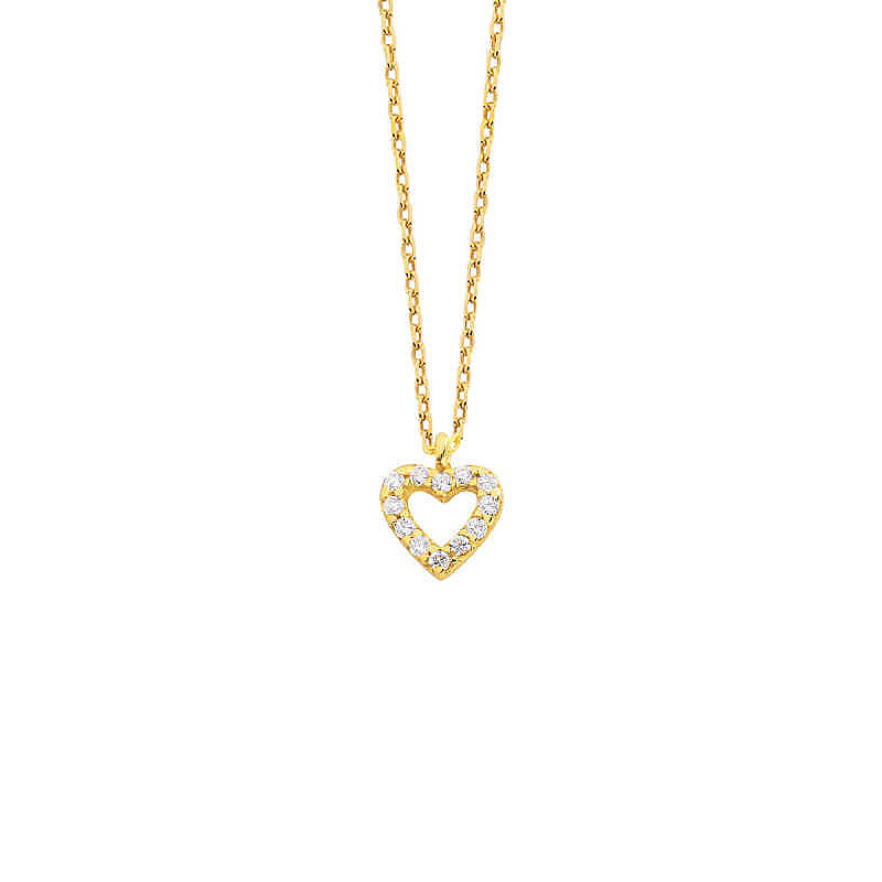 14 Ayar Altın Minik Kalpli Swarovski Taşlı Kolye - 4