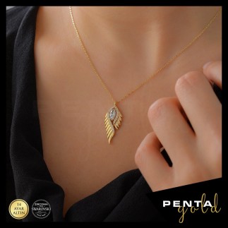 Penta Gold - 14 Ayar Altın Peyote Swarovski Kolye (1)