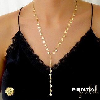 Penta Gold - 14 Ayar Altın Saçak Yıldız Kolye