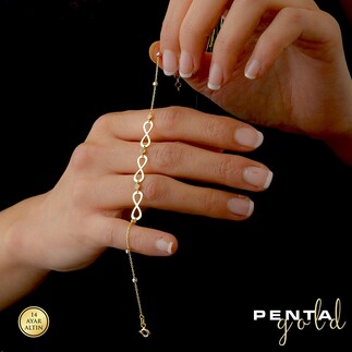 Penta Gold - 14 Ayar Altın Sıra Sonsuzluk Bileklik