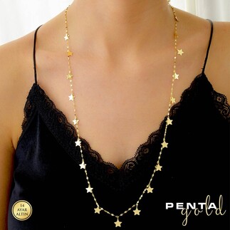 Penta Gold - 14 Ayar Altın Sıra Yıldız Kolye (1)