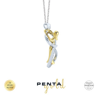 Penta Gold - 14 Ayar Altın Swarovski Sonsuz Aşk Kolyesi