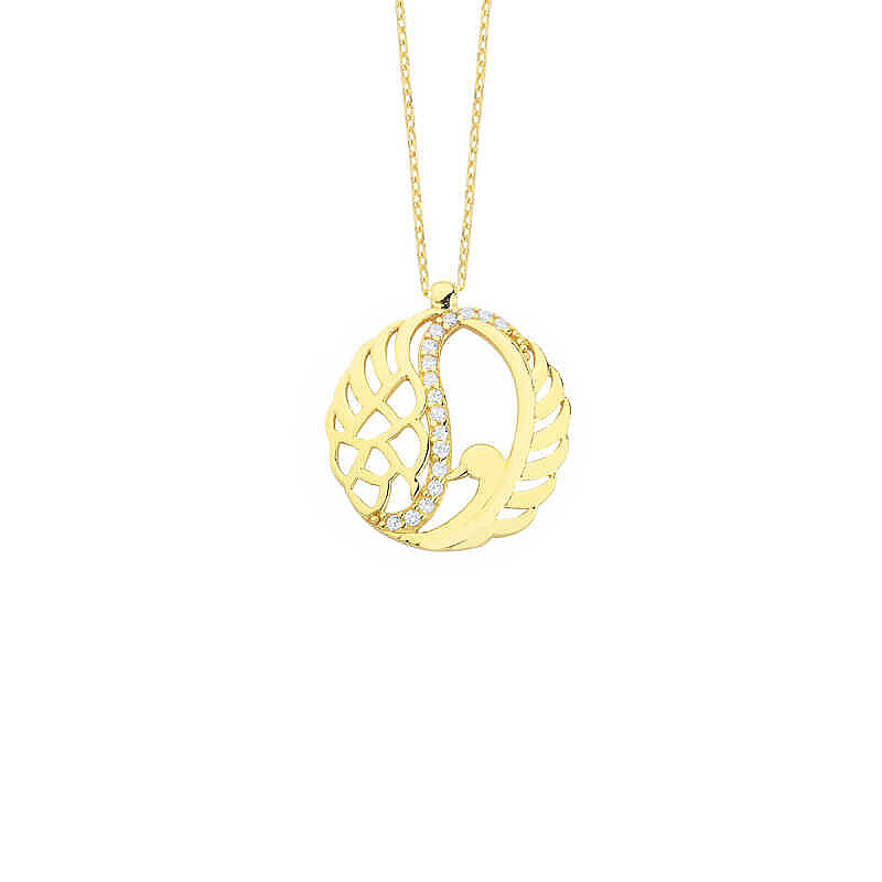 14 Ayar Altın Swarovski Taşlı Kuğu Kolye - 3
