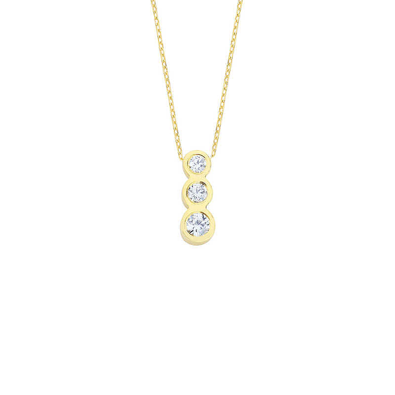 14 Ayar Altın Tria Swarovski Kolye - 3