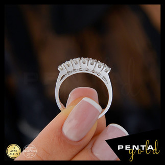 Penta Gold - 14 Ayar Altın Yedi Taş Yüzük 0,53 ct. Swarovski Taşlı (1)