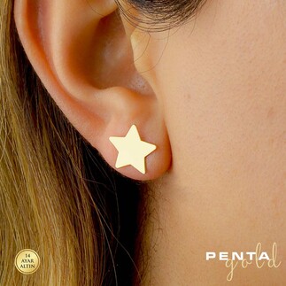 Penta Gold - 14 Ayar Altın Yıldız Küpe
