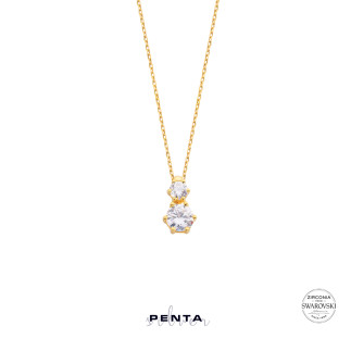 Penta Silver - 6 Tırnak Pırlanta Montür Swarovski Gümüş Kolye