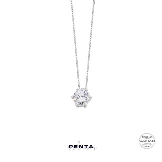 Penta Silver - Altı Tırnak Swarovski Tektaş Gümüş Kolye (1)