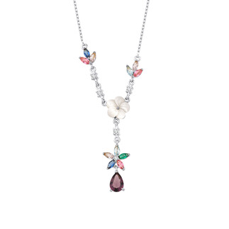 Ametist Taşlı Manolya Gümüş Kolye - Thumbnail