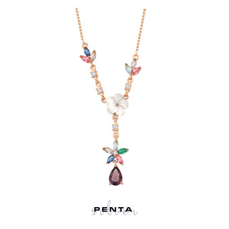 Penta Silver - Ametist Taşlı Manolya Gümüş Kolye