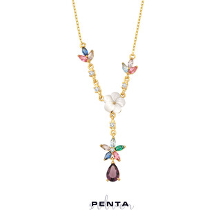 Ametist Taşlı Manolya Gümüş Kolye - Thumbnail