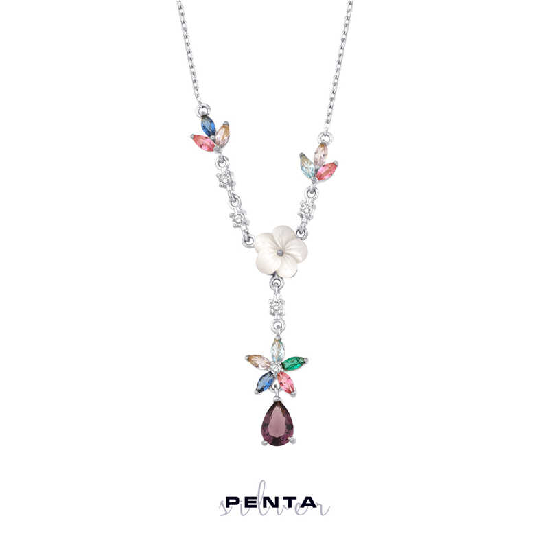 Ametist Taşlı Manolya Gümüş Kolye Ametist Taşlı Manolya Gümüş Kolye