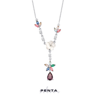 Ametist Taşlı Manolya Gümüş Kolye - Thumbnail