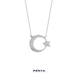 Penta Silver - Ay Yıldız Gümüş Kolye