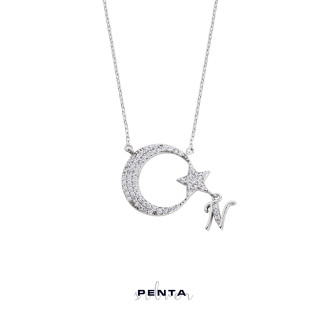 Penta Silver - Ay Yıldızım Harfli Gümüş Kolye (1)