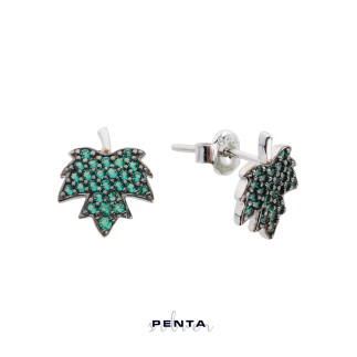 Penta Silver - Çınar Yaprağı Gümüş Küpe