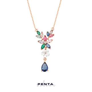 Penta Silver - Damla Taşlı Manolya Çiçek Gümüş Kolye Penta Silver - Damla Taşlı Manolya Çiçek Gümüş Kolye