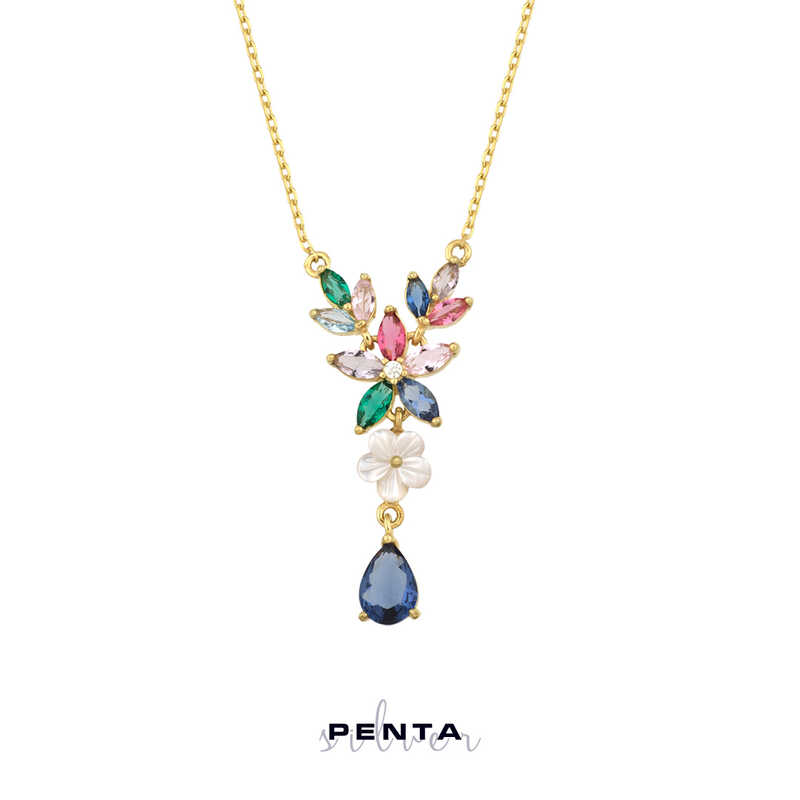 Damla Taşlı Manolya Çiçek Gümüş Kolye Damla Taşlı Manolya Çiçek Gümüş Kolye