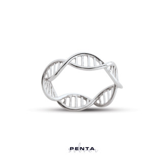 DNA Sarmal Gümüş Yüzük - Thumbnail