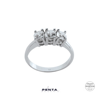 Penta Silver - Dört Tırnak Swarovski Tria Gümüş Yüzük (1)