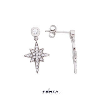 Penta Silver - Gümüş Kutup Yıldızı Küpe (1)