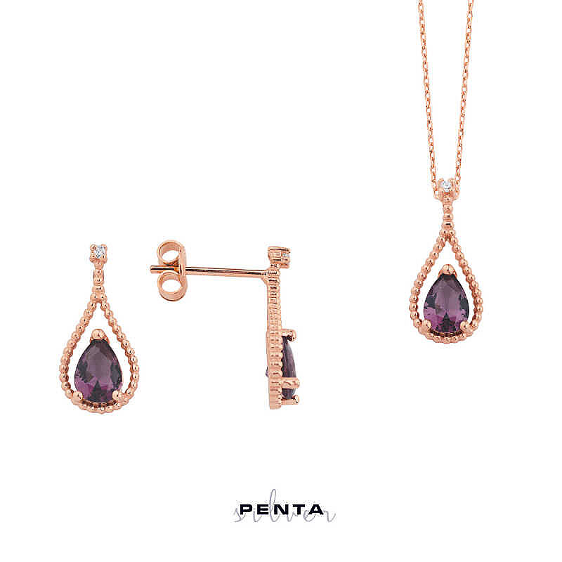 Gümüş Set Damla Taşlı Su Damlası - 4