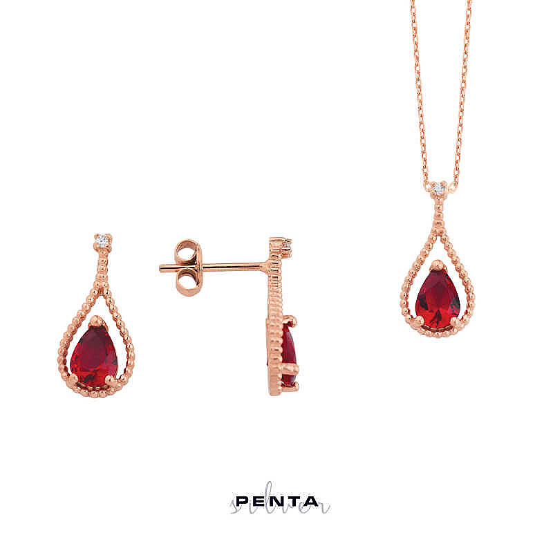Gümüş Set Damla Taşlı Su Damlası - 2