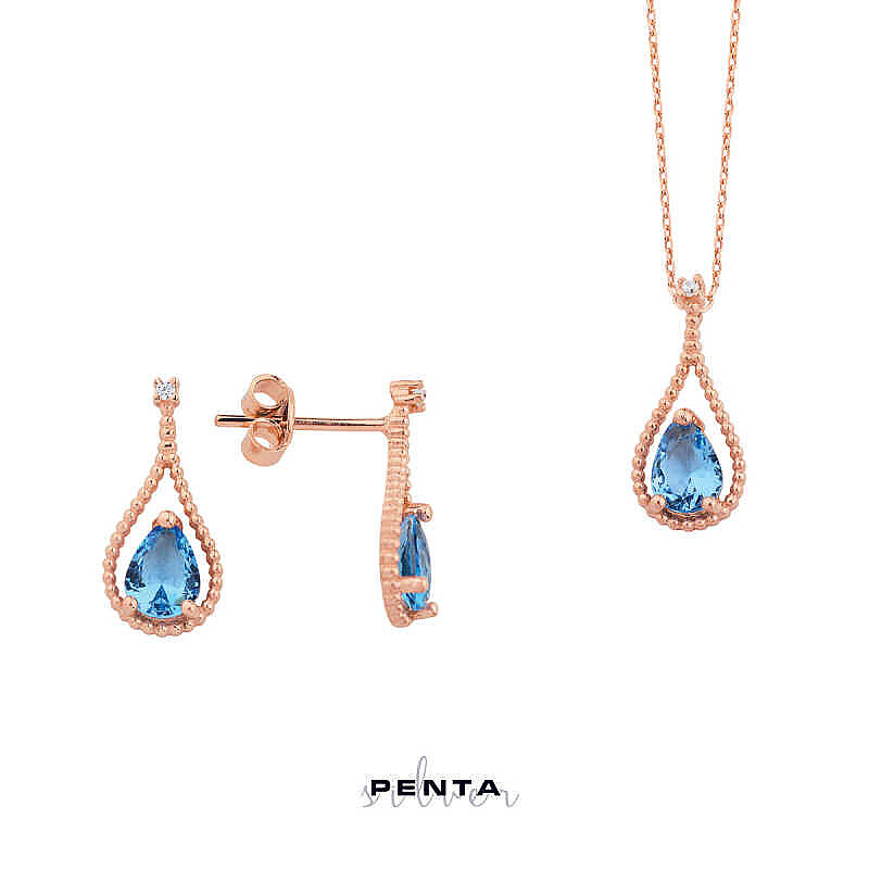 Gümüş Set Damla Taşlı Su Damlası - 3