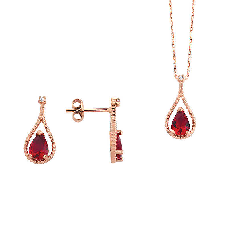 Gümüş Set Damla Taşlı Su Damlası - 8