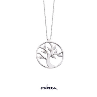 Penta Silver - Halka Hayat Ağacı Gümüş Kolye (1)