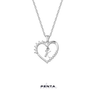 Penta Silver - Harfli Kalp Gümüş Kolye
