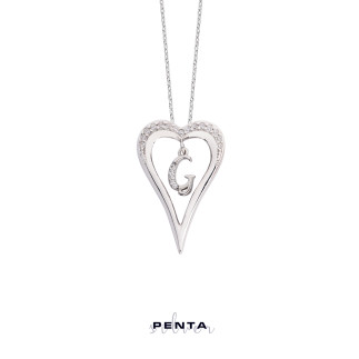 Penta Silver - Harfli Kalpli Gümüş Kolye (1)