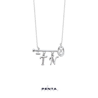 Penta Silver - Harfli Sonsuz Aşkın Anahtarı Gümüş Kolye