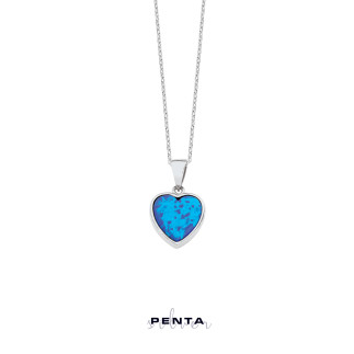 Penta Silver - Kalp Motifli Opal Gümüş Kolye (1)