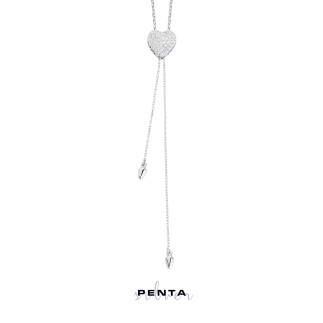 Penta Silver - Kalpli Çift Zincir Sallantı Gümüş Kolye (1)