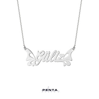 Penta Silver - Kelebek Desenli İsimli Gümüş Kolye