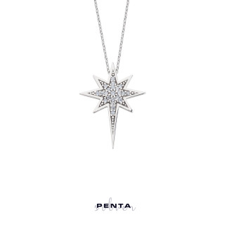 Penta Silver - Kutup Yıldızı Gümüş Kolye Zirkon Taşlı (1)