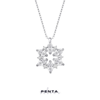 Penta Silver - Markiz Taşlı Halka Gümüş Kolye