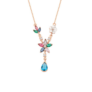 Mavi Taşlı Damla Sallantı Gümüş Kolye - Thumbnail