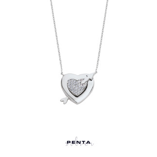 Penta Silver - Mıknatıslı Kalpli Gümüş Kolye (1)