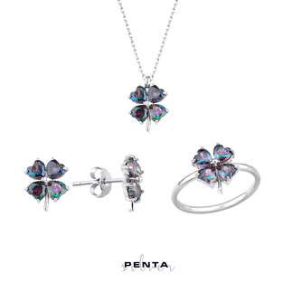 Penta Silver - Mistik Topaz Kalp Taşlı Gümüş Set